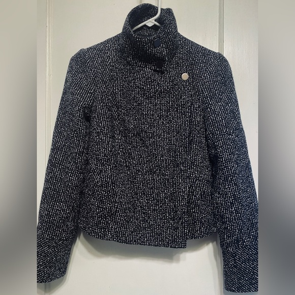 NWOT Retro Forenza Cropped Asymmetrical Zip Charcoal Gray Moto Jacket Women’s XS - Picture 8 of 9